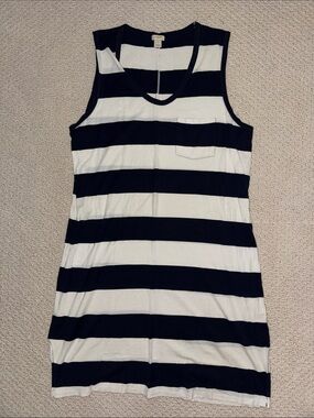 J. Crew Blue & White Striped Sleeveless Mini Dress